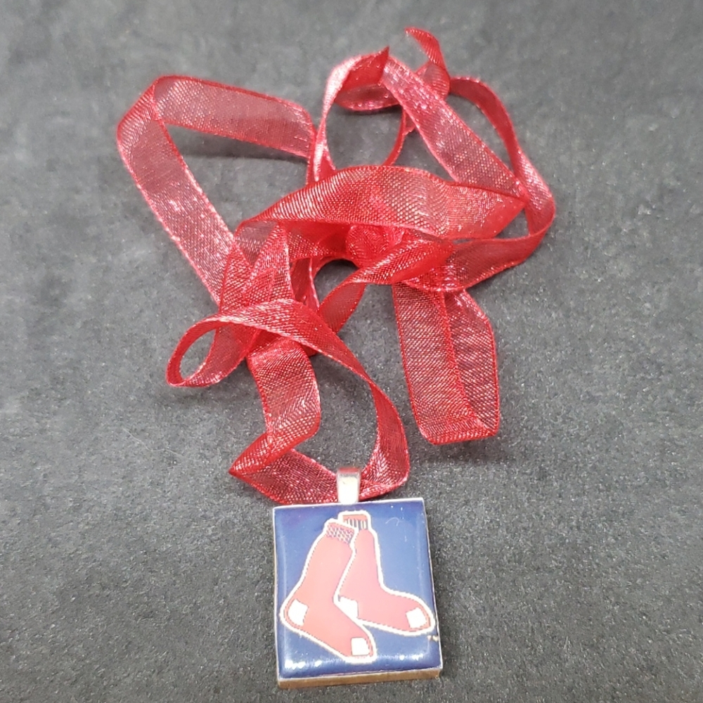 Boston Red Sox scrabble tile necklace